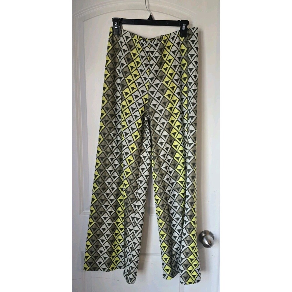 Marc Bouwer Unlimited Geometric Print Wide Leg Pants M Textured Stretch